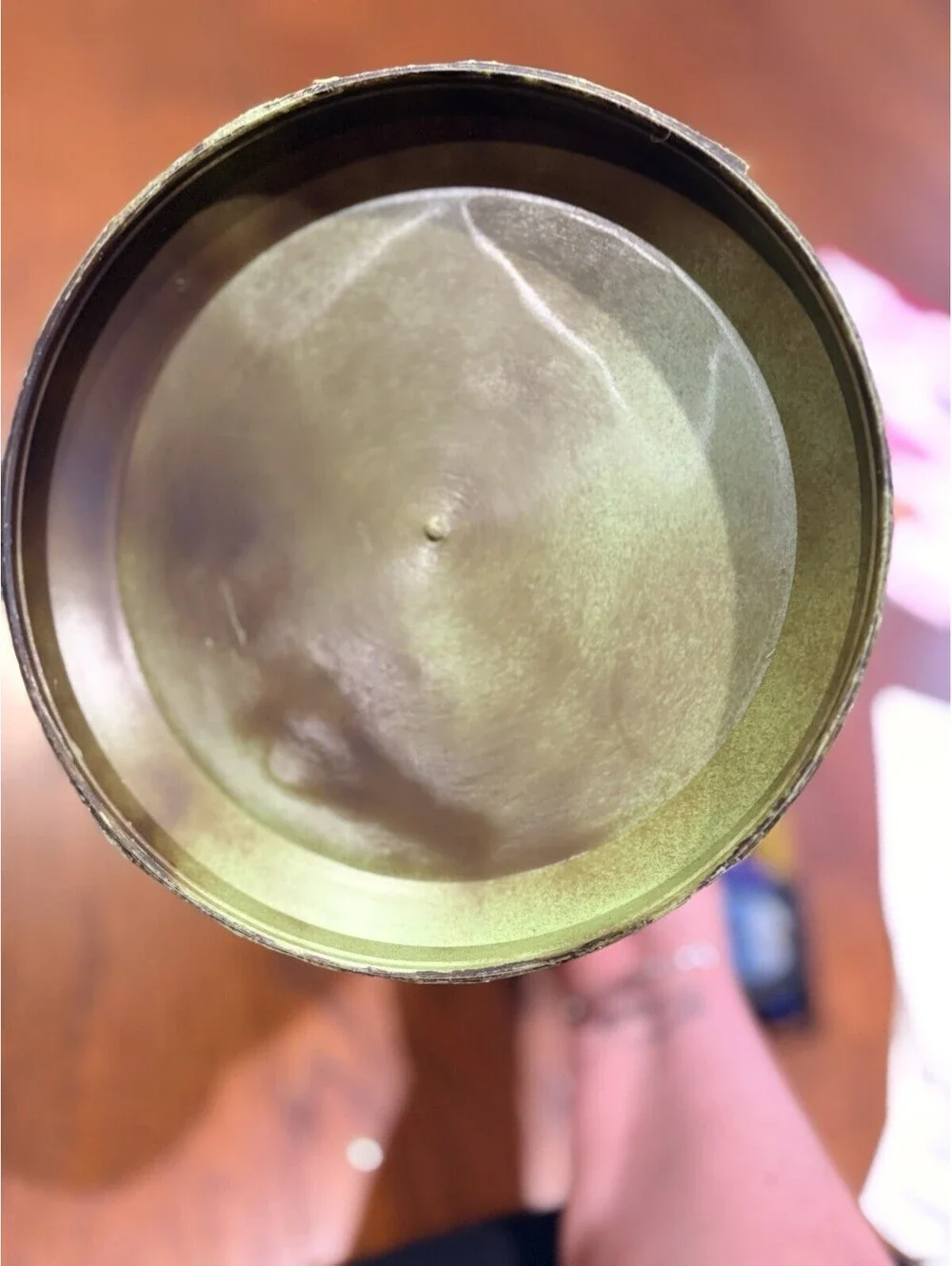 Vintage Avocado Green Ice Bucket-Wine-Chiller Cooler-MCM-Plastic Faux Wood
